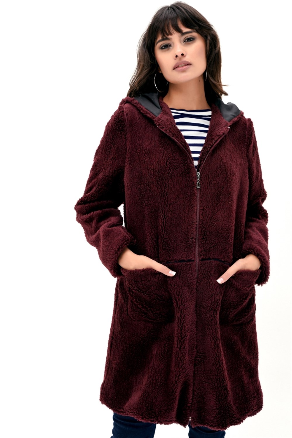 Z6607 DEWBERRY BAYAN KUZULU KABAN-BORDO