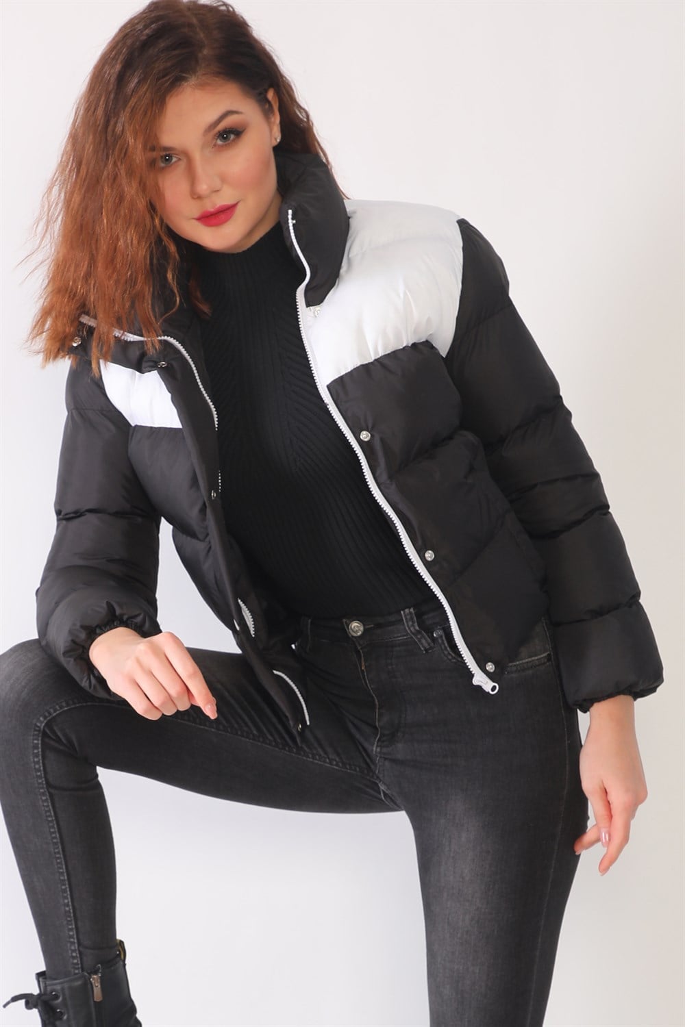 Z6649 DEWBERRY BAYAN MONT-SİYAH-BEYAZ