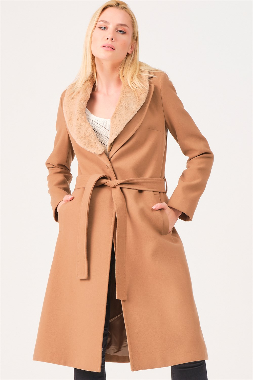 Z6671 DEWBERRY BAYAN PALTO-CAMEL