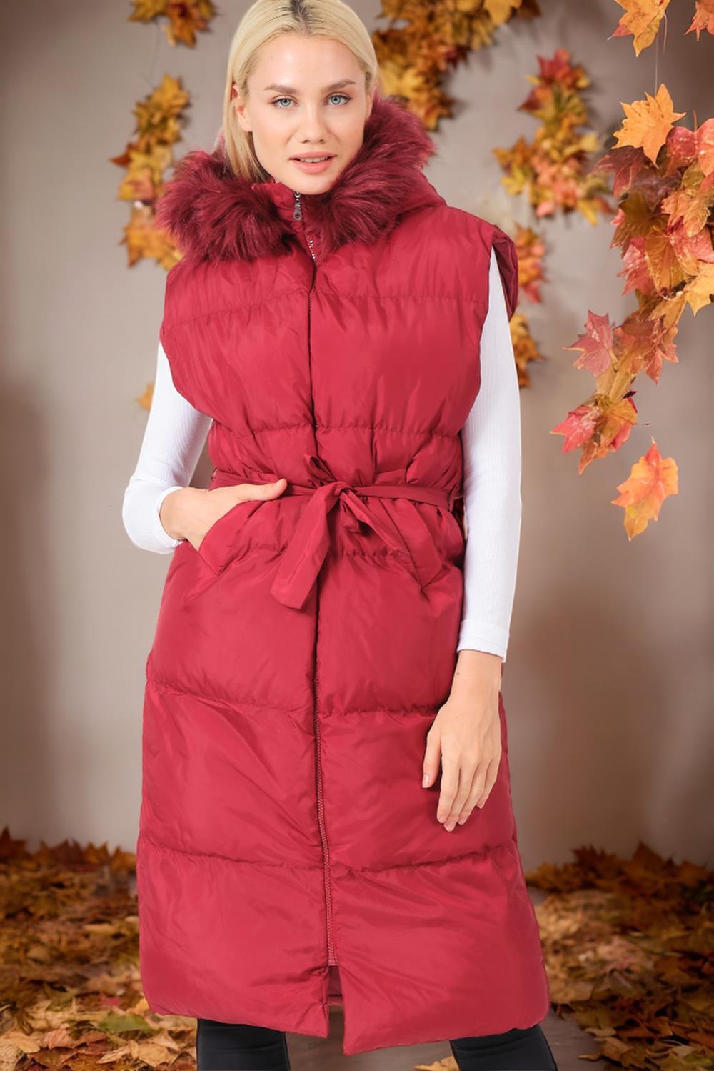 Z6744 DEWBERRY BAYAN YELEK-KOYU BORDO