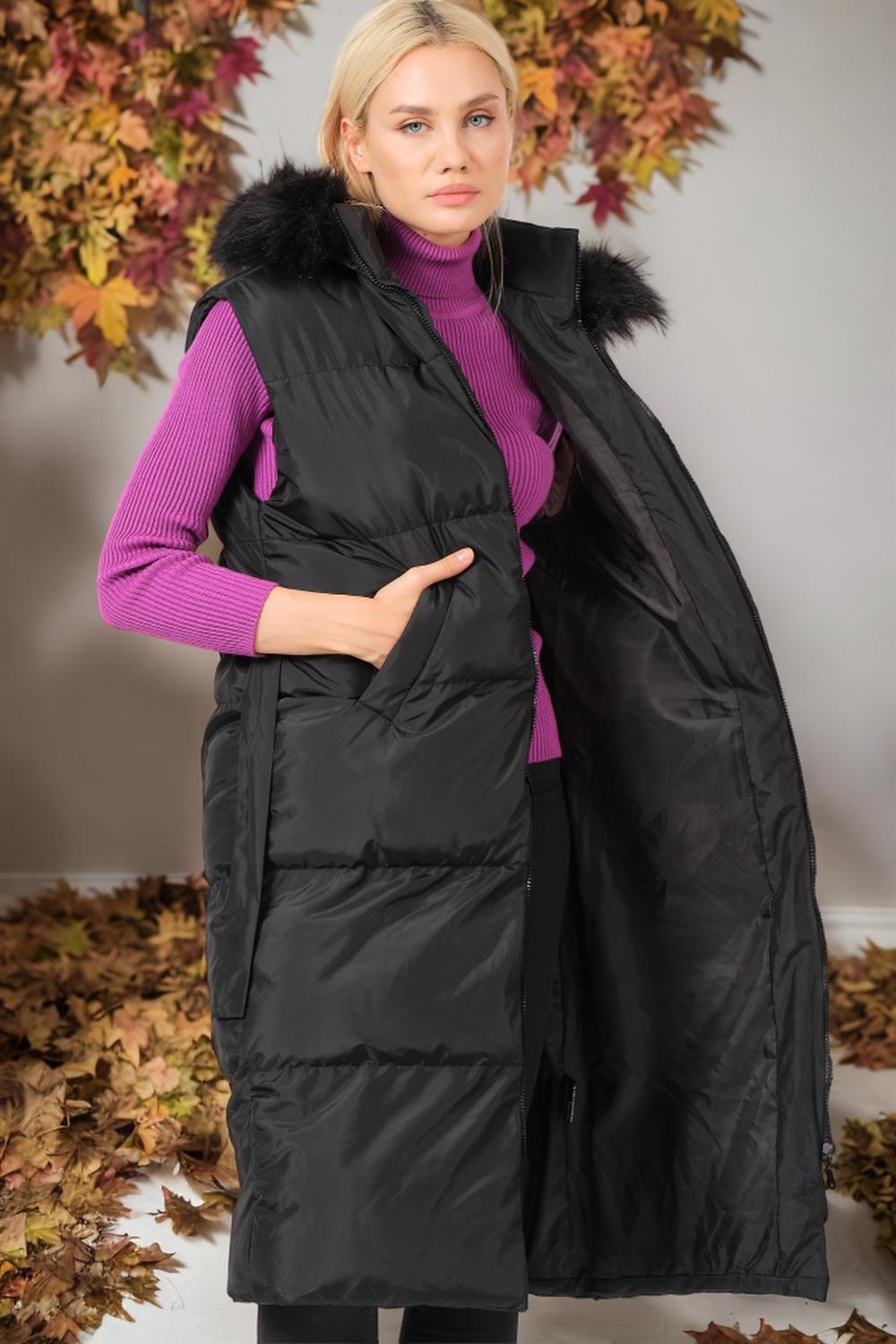 Z6744 DEWBERRY BAYAN YELEK-KOYU SİYAH