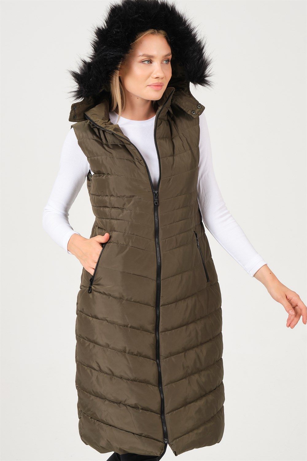 Z6752 DEWBERRY BAYAN YELEK-HAKİ