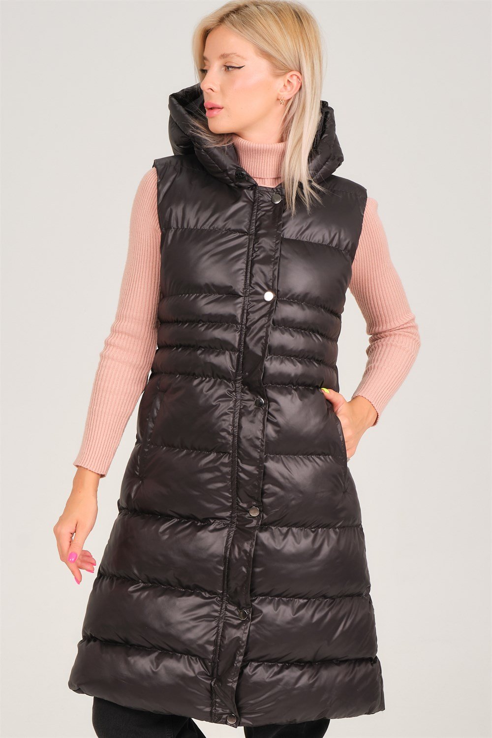 Z6757 DEWBERRY BAYAN YELEK-SİYAH