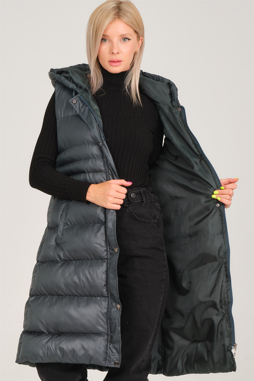 Z6757 DEWBERRY BAYAN YELEK-YEŞİL