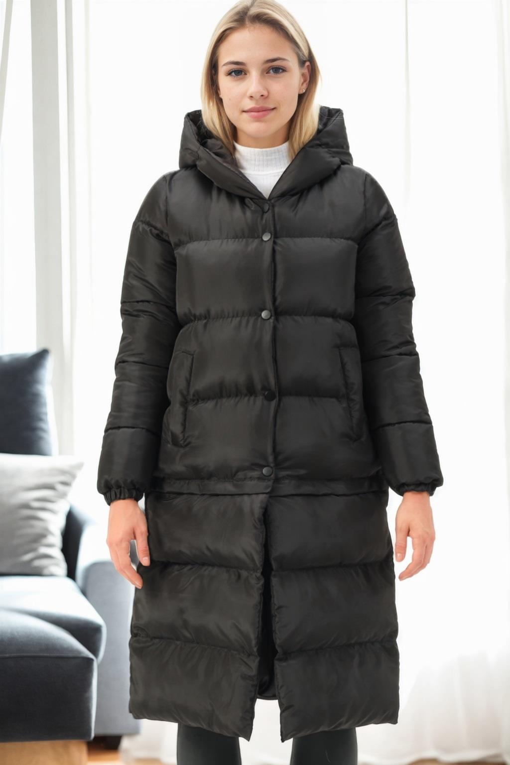 Z6772 DEWBERRY KISALTILABİLİR BAYAN KABAN-SİYAH-1