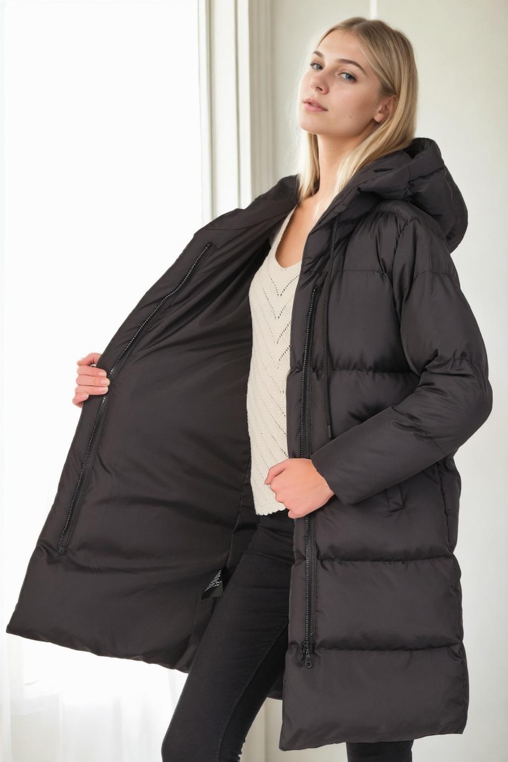 Z8687 DEWBERRY BAYAN KABAN-SİYAH