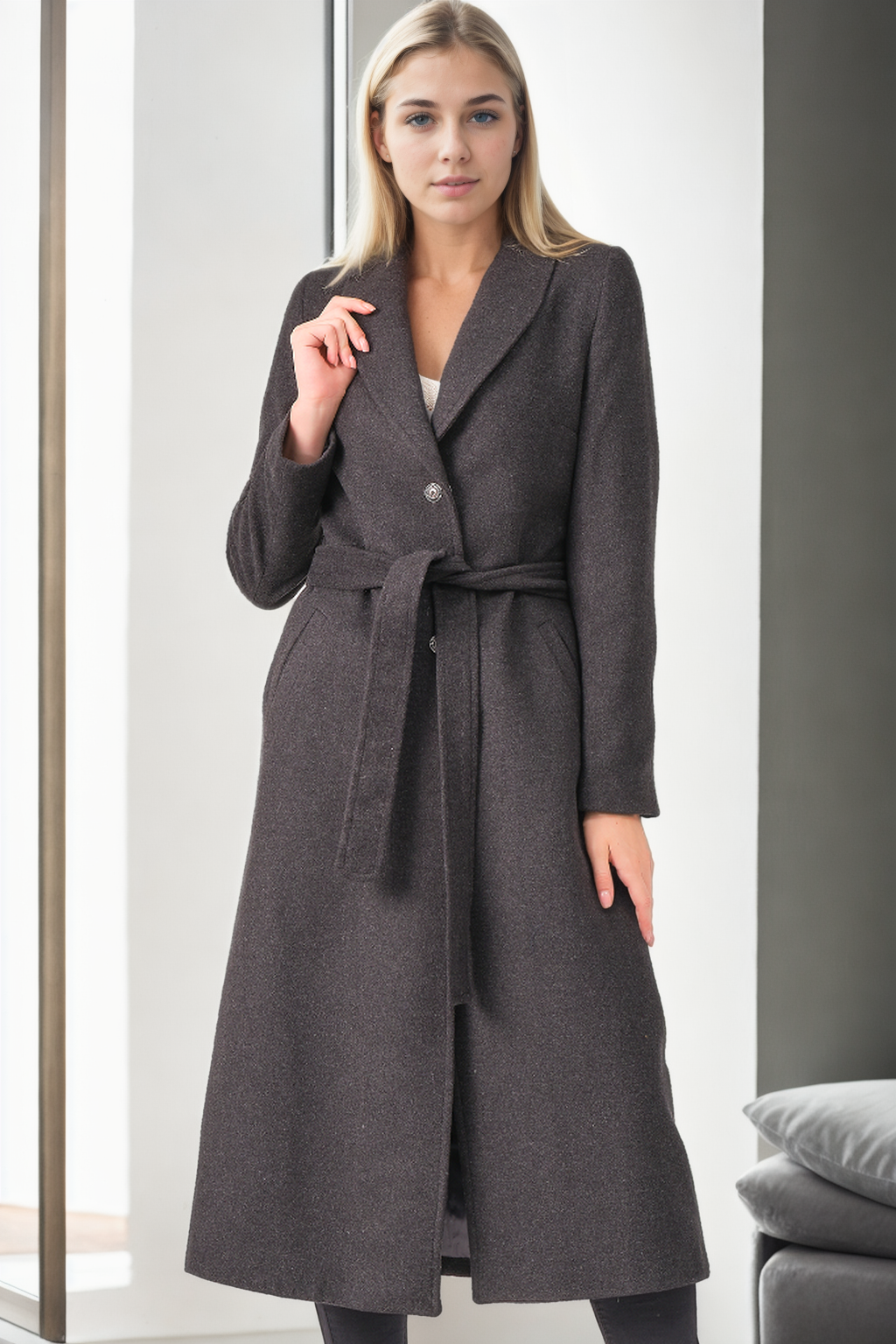 Z9681 DEWBERRY BAYAN PALTO-ANTRASİT
