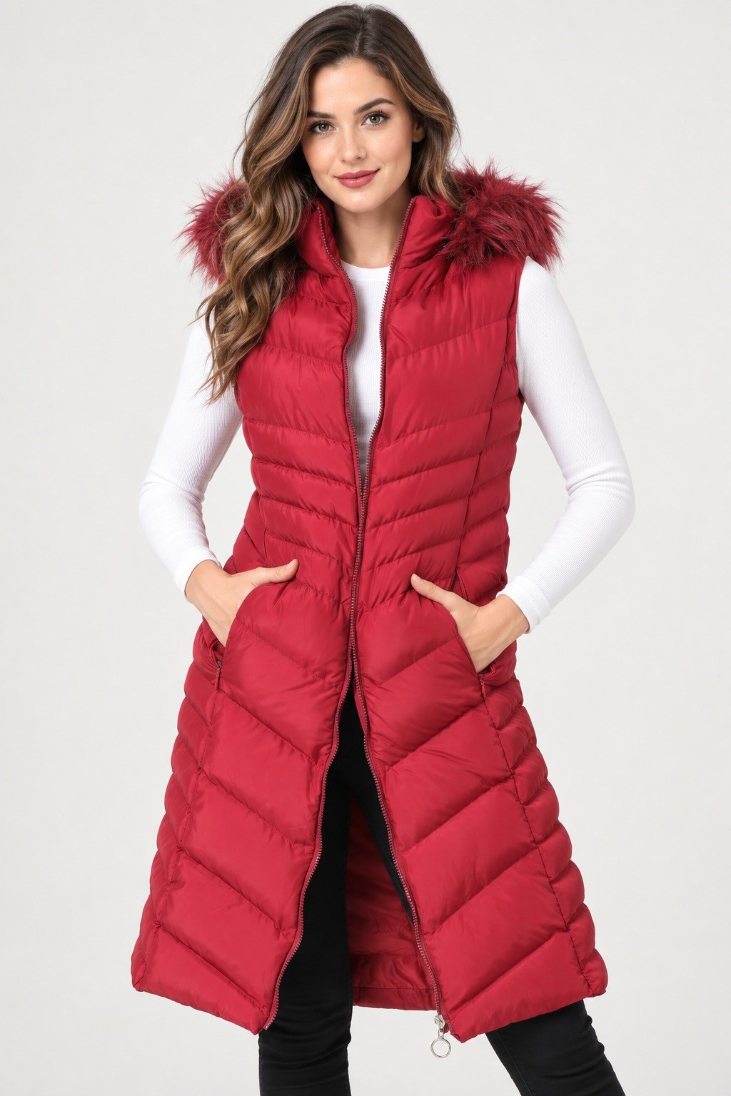 Z9725 DEWBERRY BAYAN YELEK-DÜZ BORDO