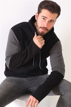1042 DEWBERRY ERKEK SWEATSHIRT-SİYAH