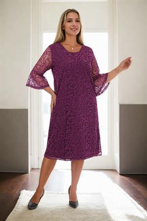 E2654 Spanish Sleeve Plus Size Evening Dress-MOR