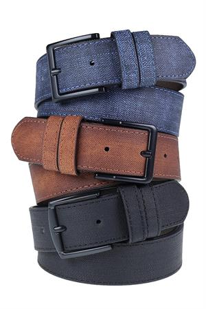 R0928 Dewberry Set of 3 Mens Belt For Jeans And Canvas-SİYAH-LACİVERT-TABA