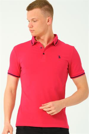 T8586 DEWBERRY ERKEK POLO YAKA T-SHIRT-FUŞYA-2