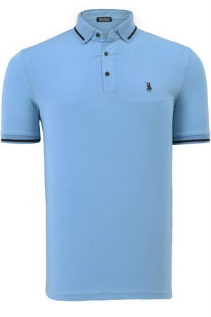 T8586 DEWBERRY ERKEK POLO YAKA T-SHIRT-AÇIK MAVİ