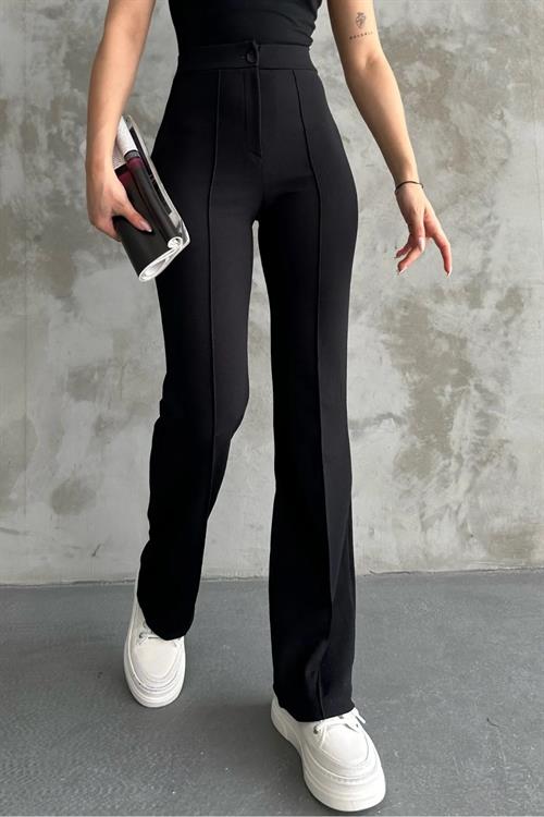 80272 Dewbery High Waist Slim Fit Wide Leg Pants-SİYAH