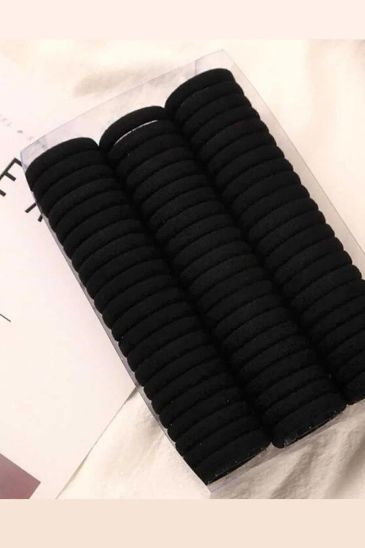 06891 Dewberry Set of 100 Elastic Hair Ties-SİYAH