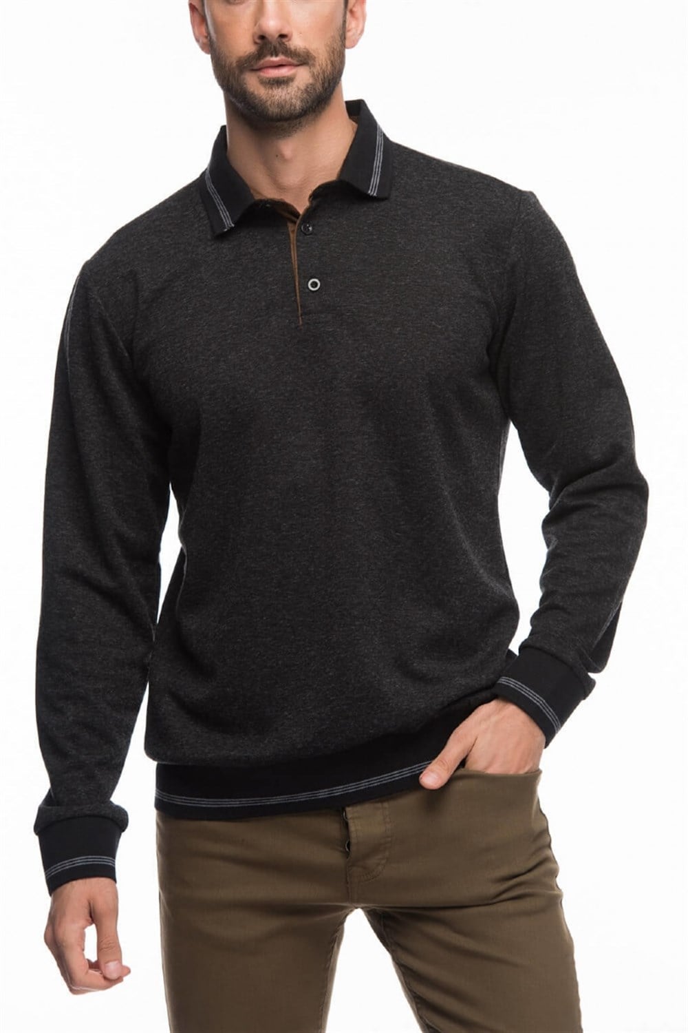 1016 DEWBERRY ERKEK SWEATSHIRT-SİYAH