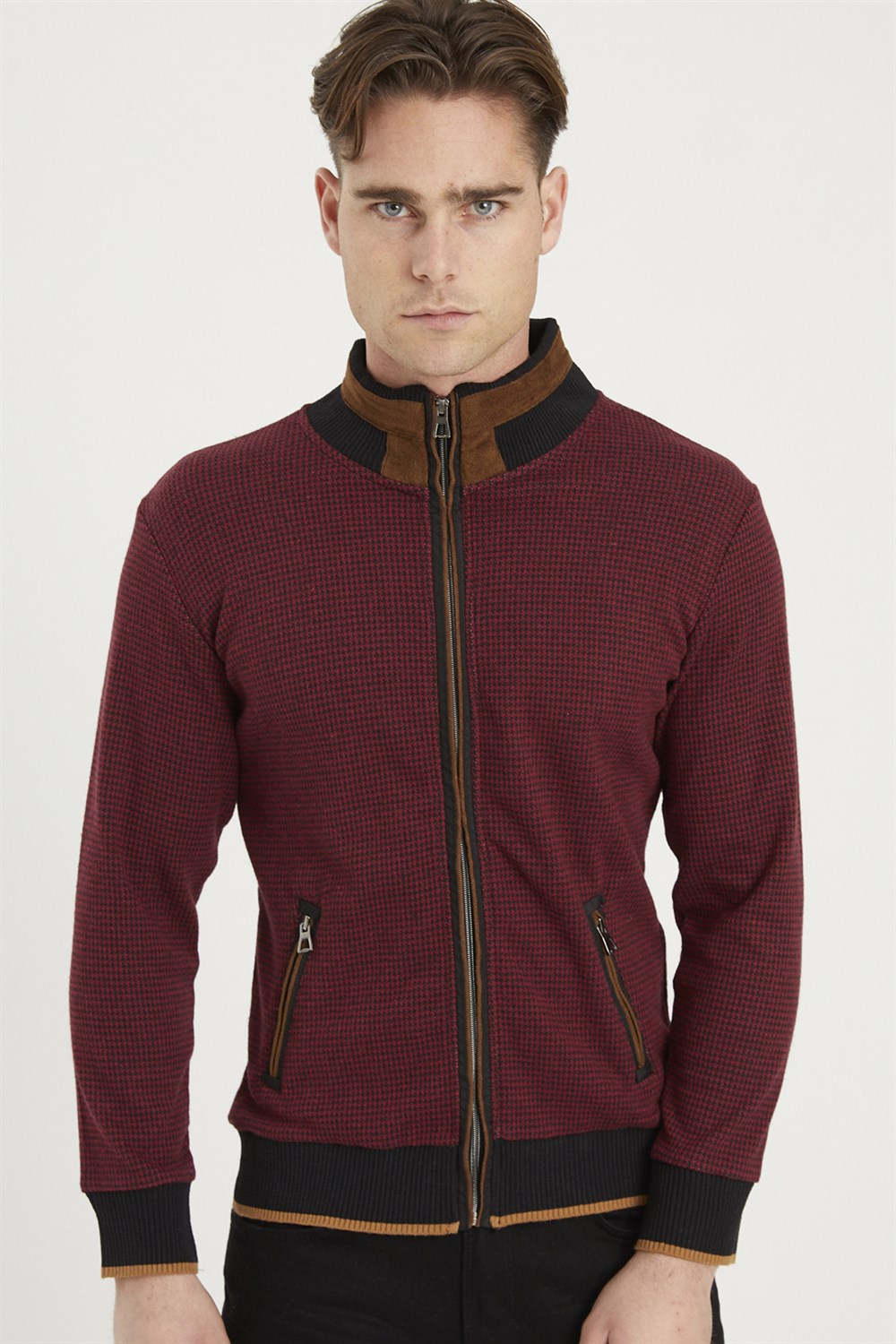 1021 DEWBERRY ERKEK SWEATSHIRT-BORDO