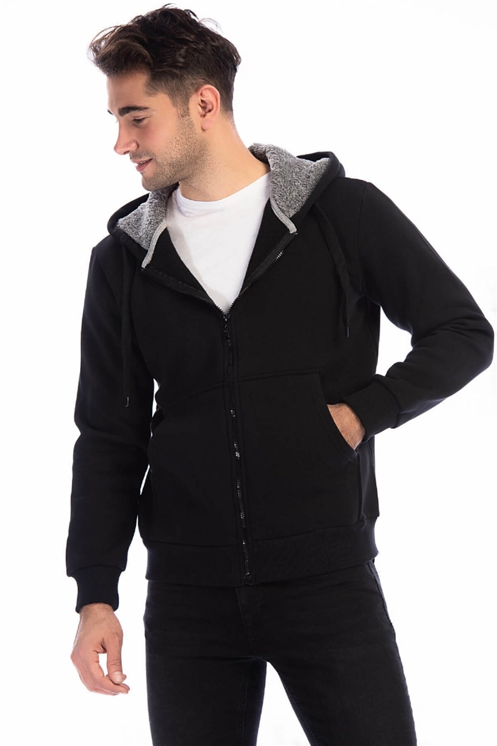 1033 DEWBERRY ERKEK SWEATSHIRT-SİYAH