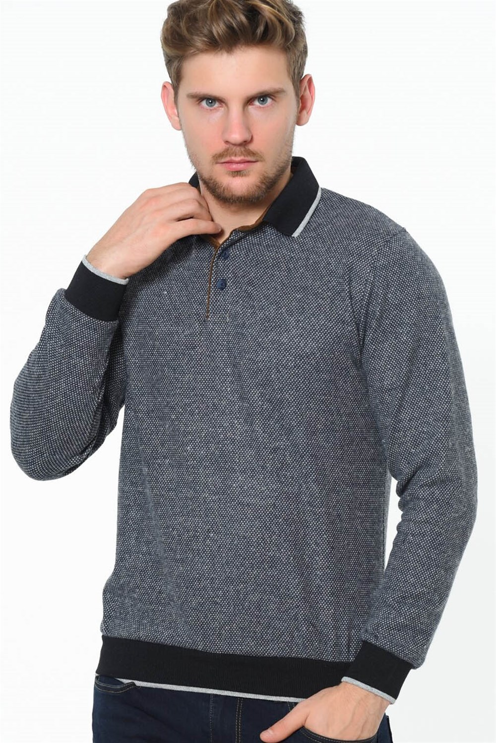 1038 DEWBERRY ERKEK SWEATSHIRT-NOKTALI LACİVERT
