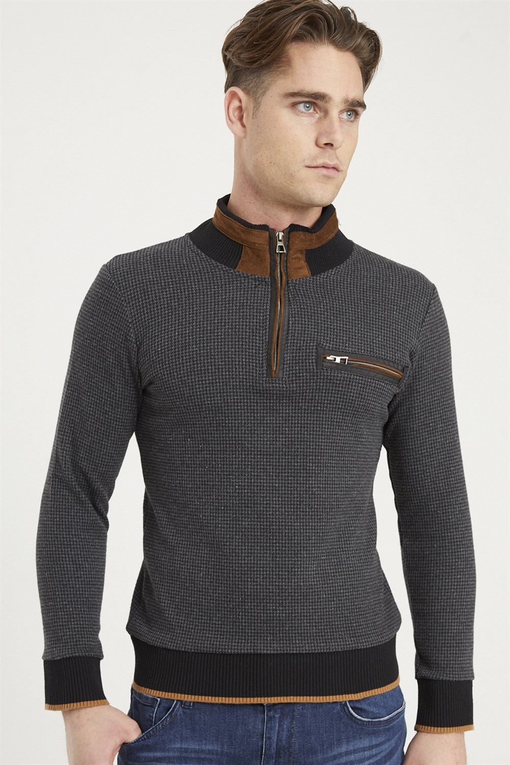 1039 DEWBERRY ERKEK SWEATSHIRT-ANTRASİT