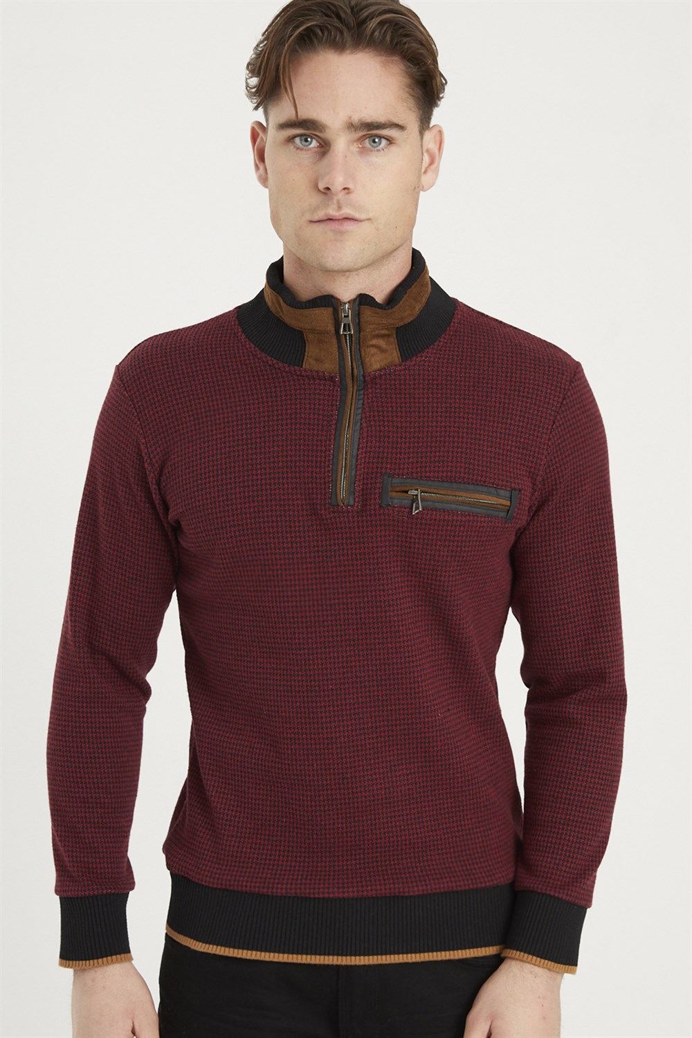 1039 DEWBERRY ERKEK SWEATSHIRT-BORDO