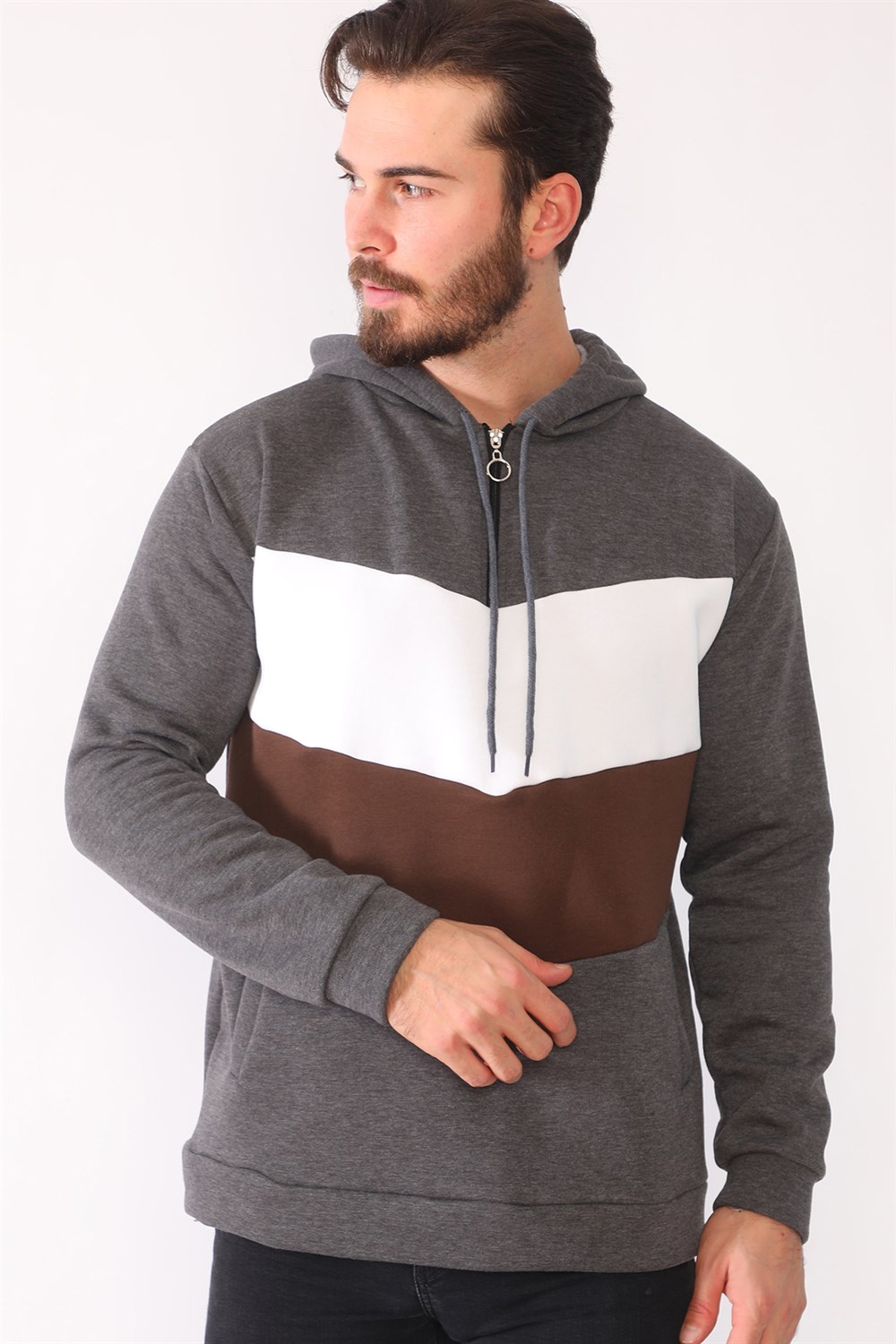 1044 DEWBERRY ERKEK SWEATSHIRT-ANTRASİT