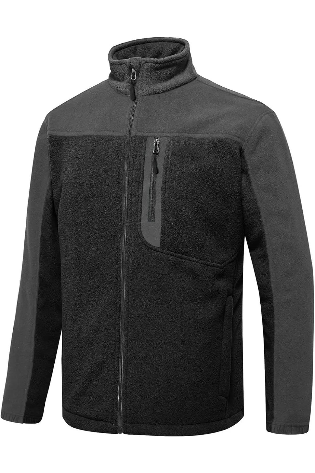10914 Dewberry Zippered Mens Fleece Jacket-SİYAH