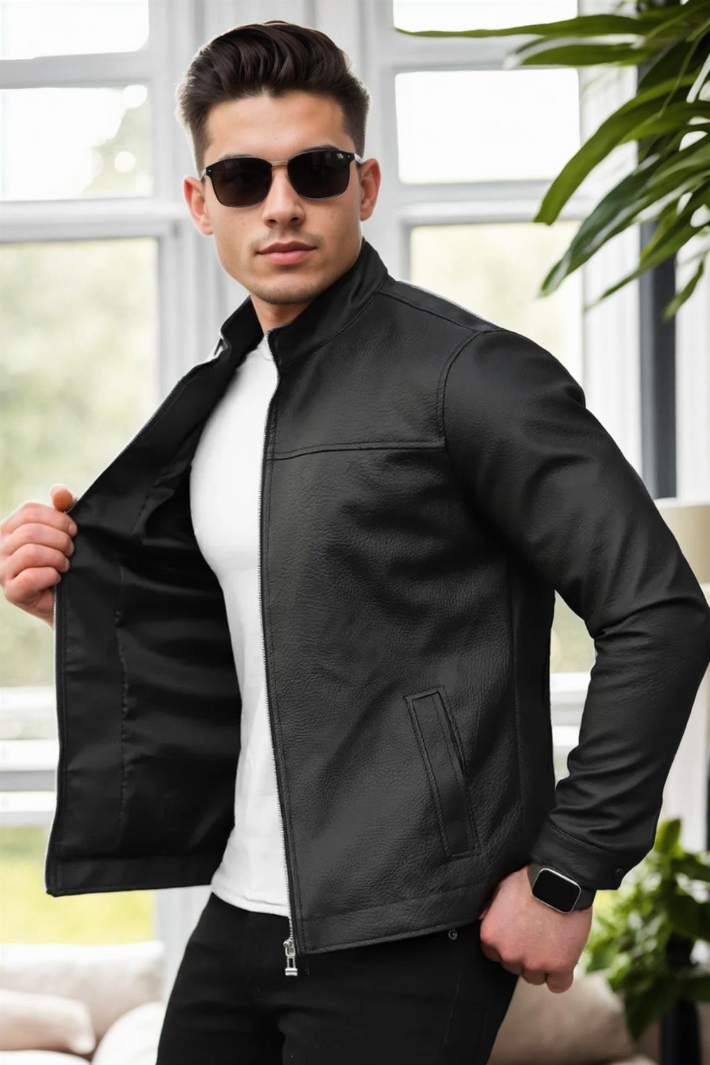 13250 Dewberry PU Mens Jacket-SİYAH