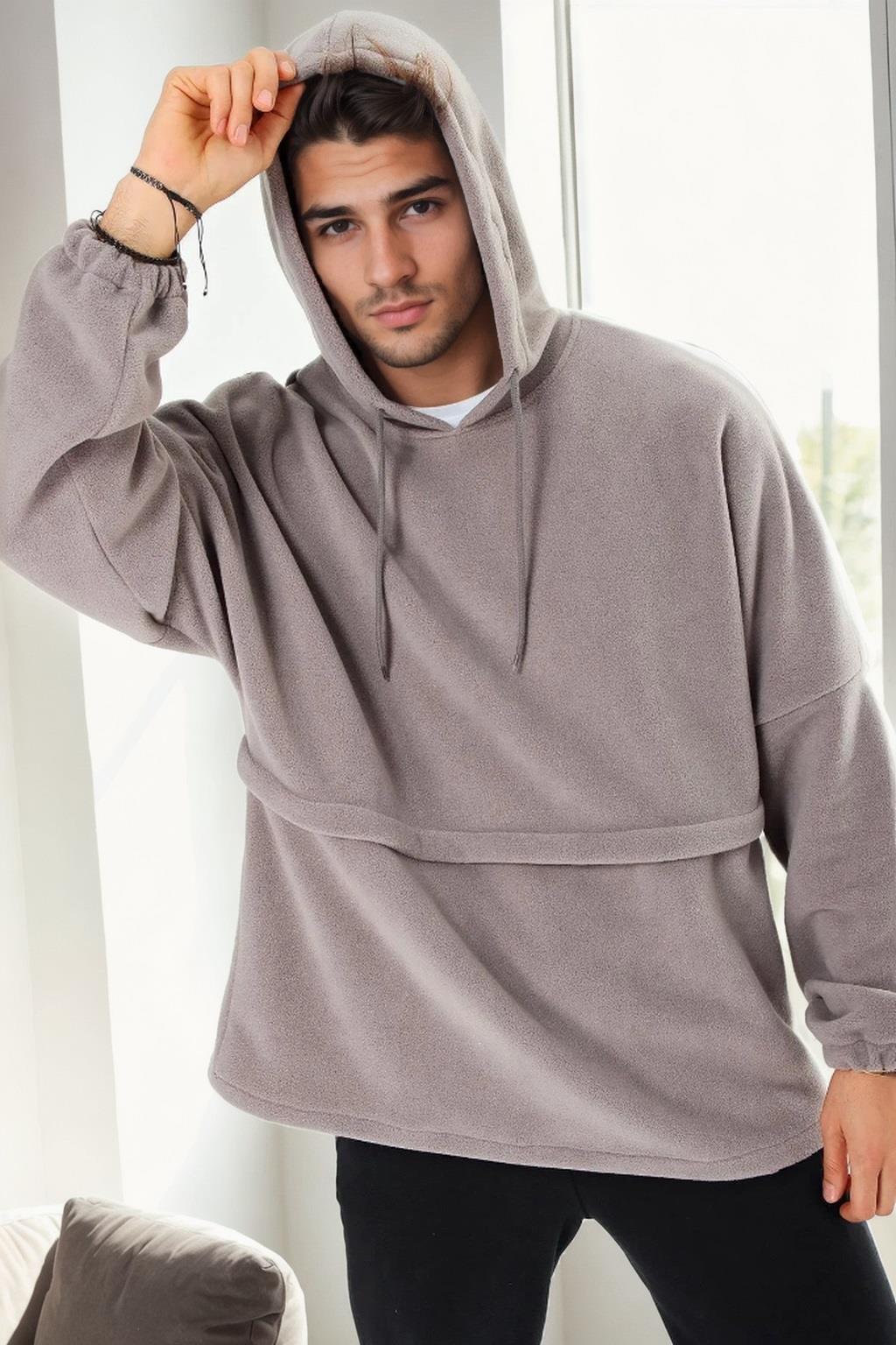 17817 Dewberry Oversize Hoodie Mens Fleece-GRİ