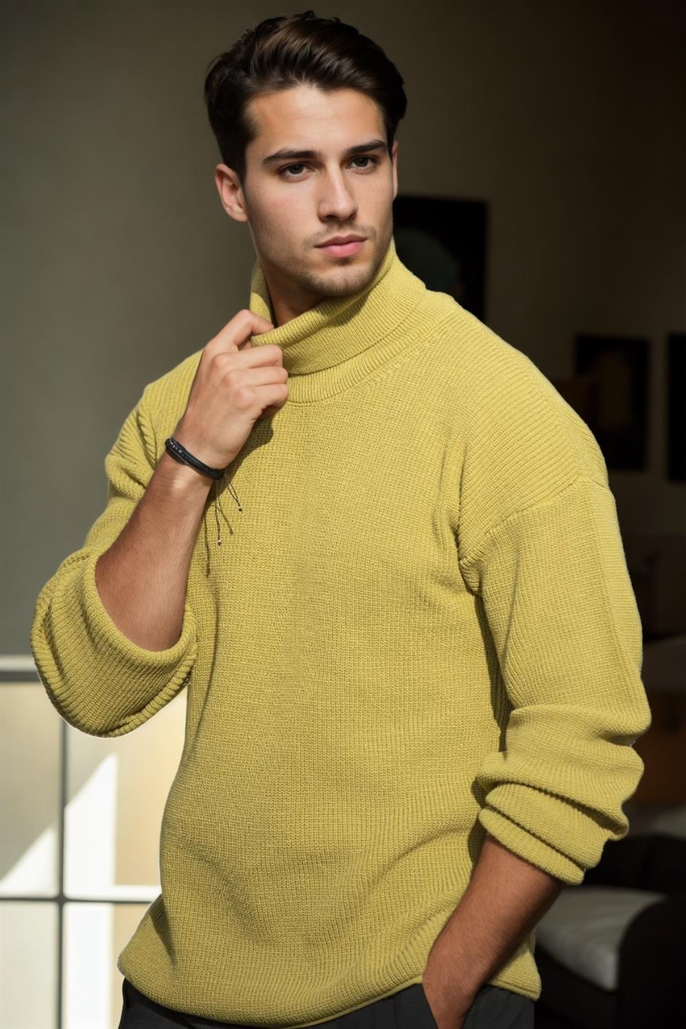 18701 Dewberry Turtleneck Mens Knitwear-YEŞİL