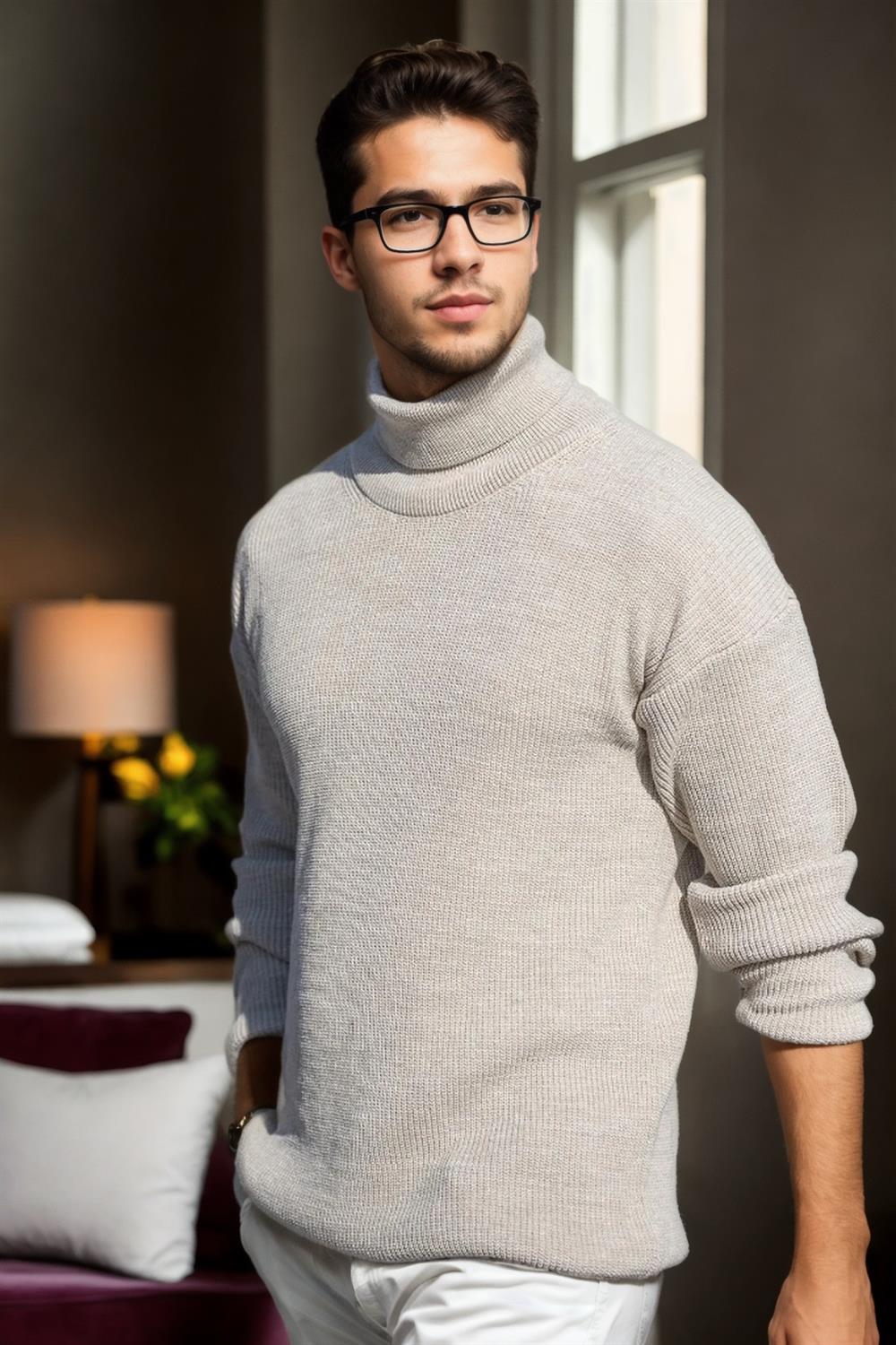 18701 Dewberry Turtleneck Mens Knitwear-BEJ