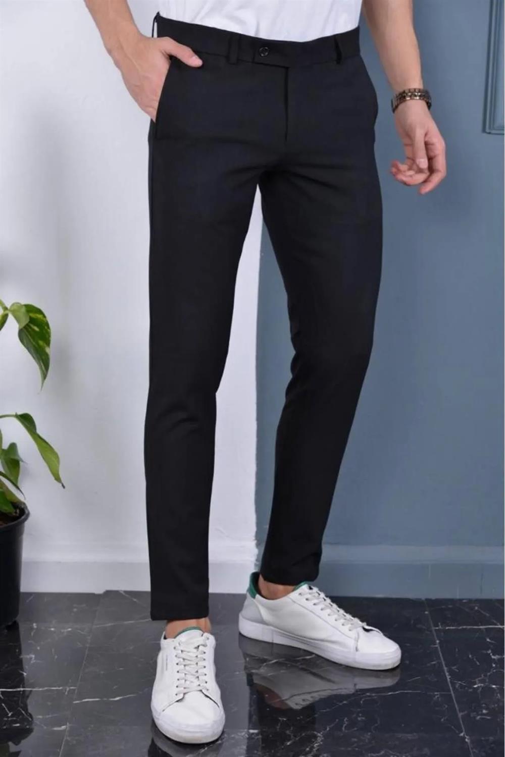 189762 Dewberry Slim Fit Mens Trousers-SİYAH