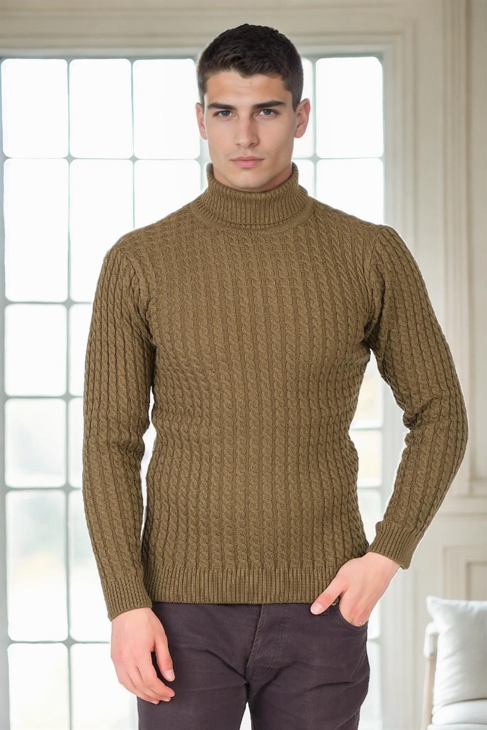19295 Dewberry Turtleneck Mens Sweater-HAKİ