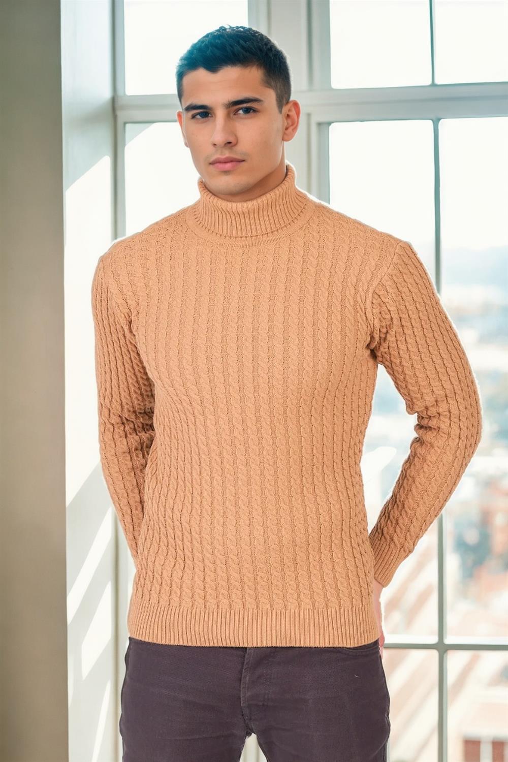 19295 Dewberry Turtleneck Mens Sweater-KREM