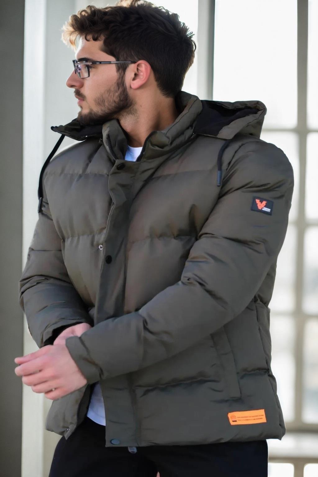 23453 Dewberry Removable Hood Faux Fur Lined Slim fit Jacket-HAKİ