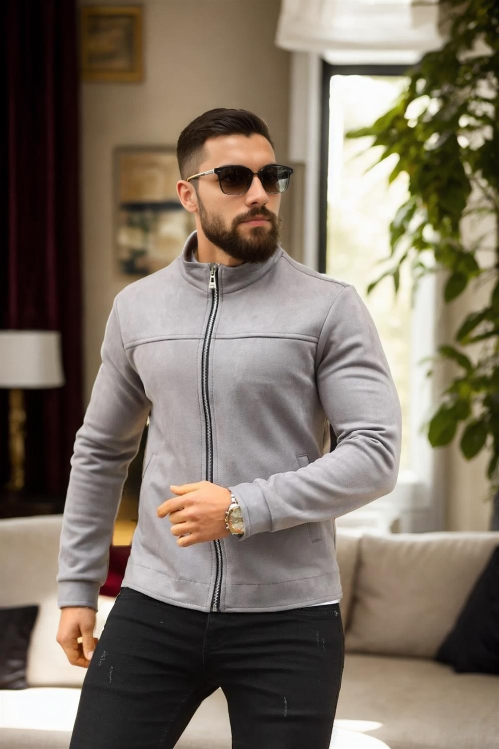 24285 Dewberry Suede Mens Jacket-GRİ