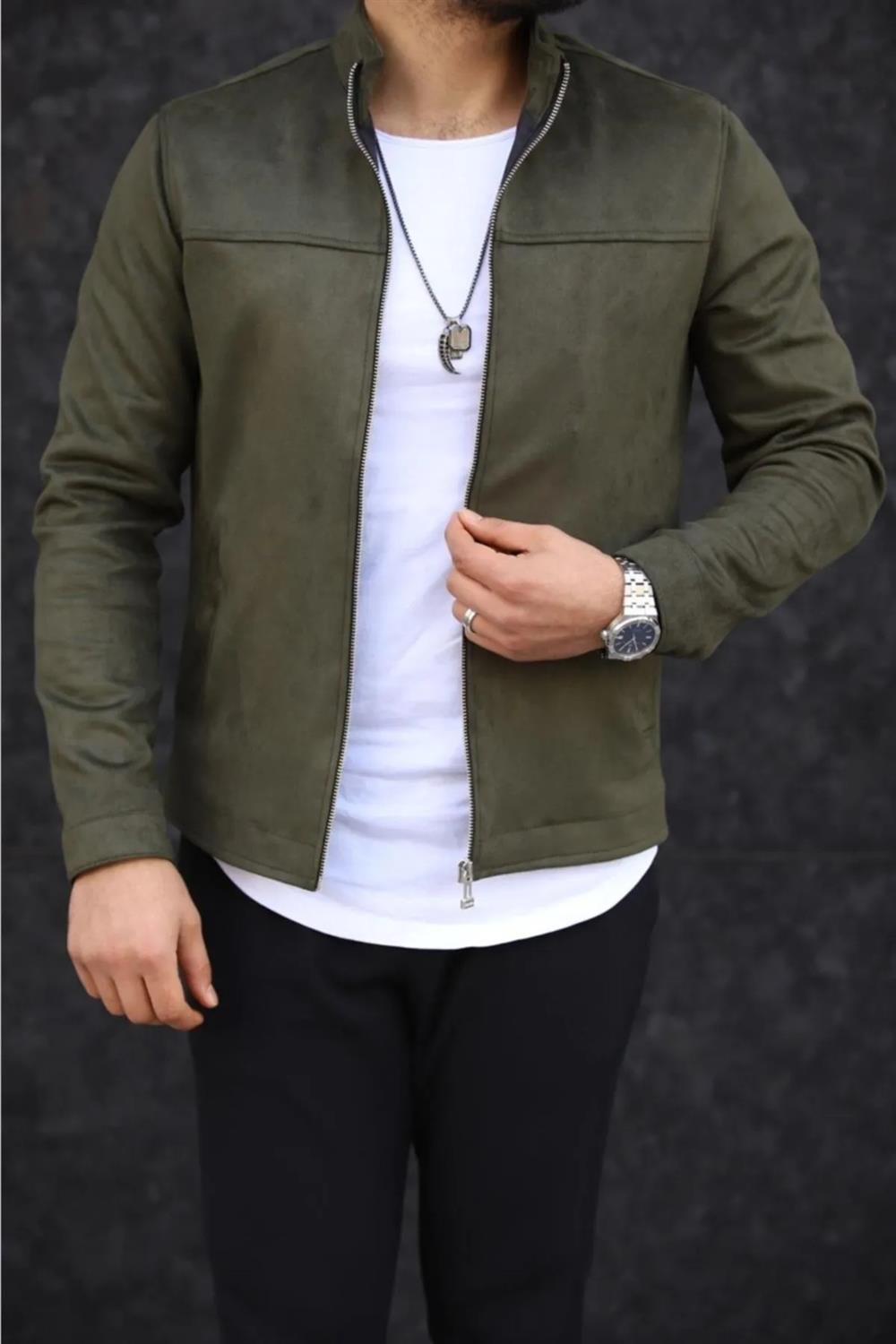 24285 Dewberry Suede Mens Jacket-HAKİ