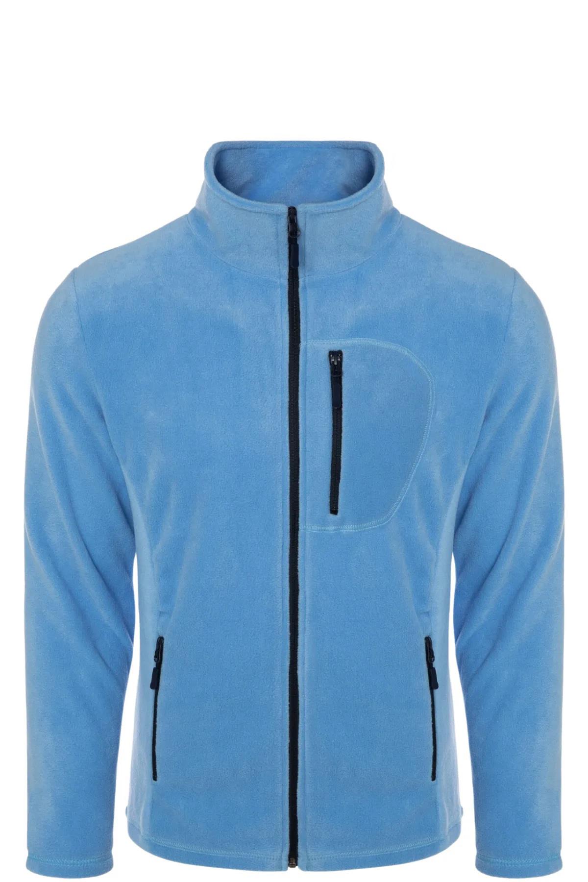 24601 Dewberry 5 Pocket Outdoor Full Zipper Fleece Jacket-AÇIK MAVİ