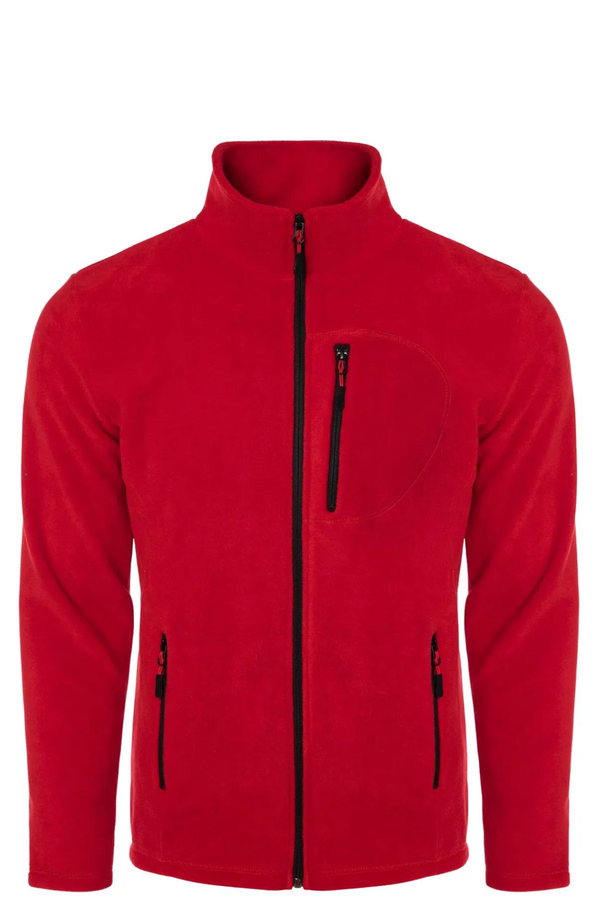24601 Dewberry 5 Pocket Outdoor Full Zipper Fleece Jacket-KIRMIZI