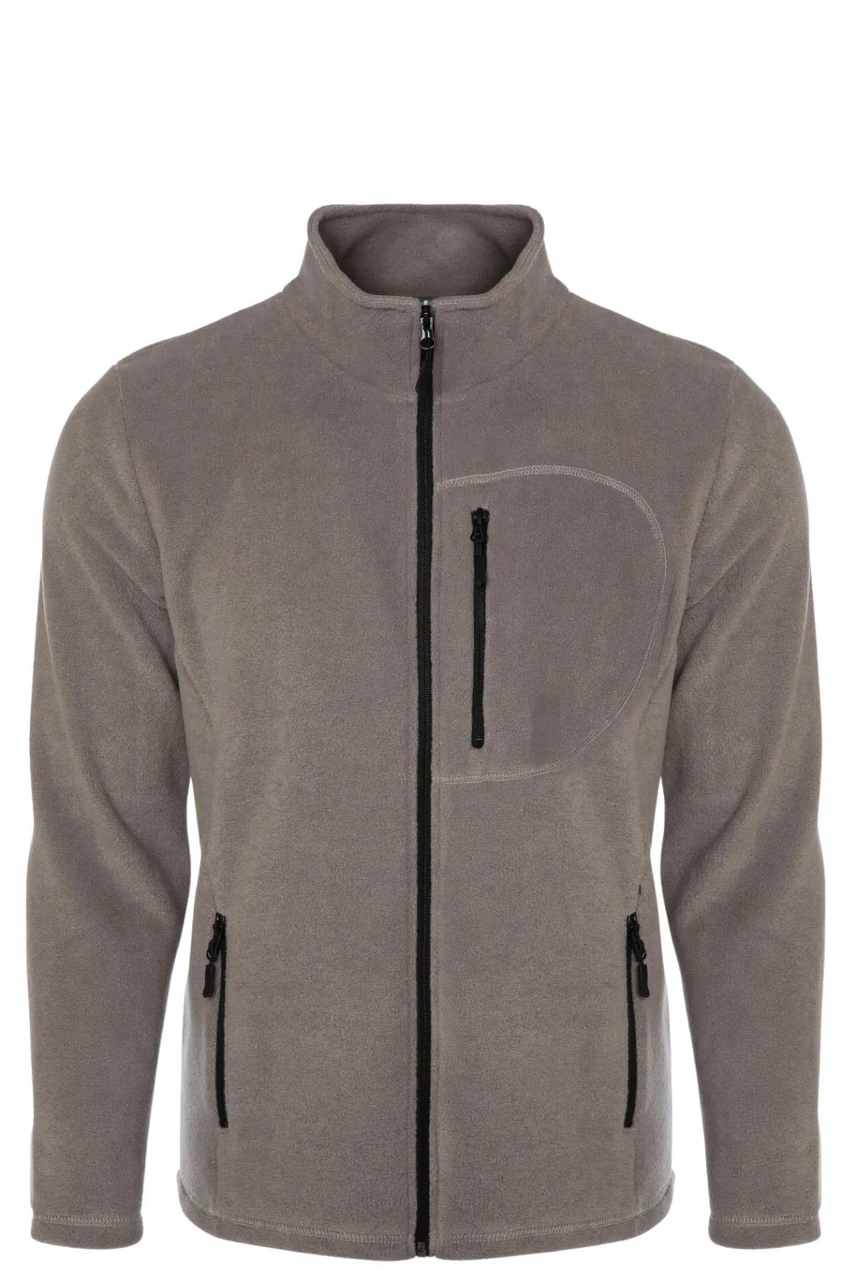 24601 Dewberry 5 Pocket Outdoor Full Zipper Fleece Jacket-KOYU GRİ