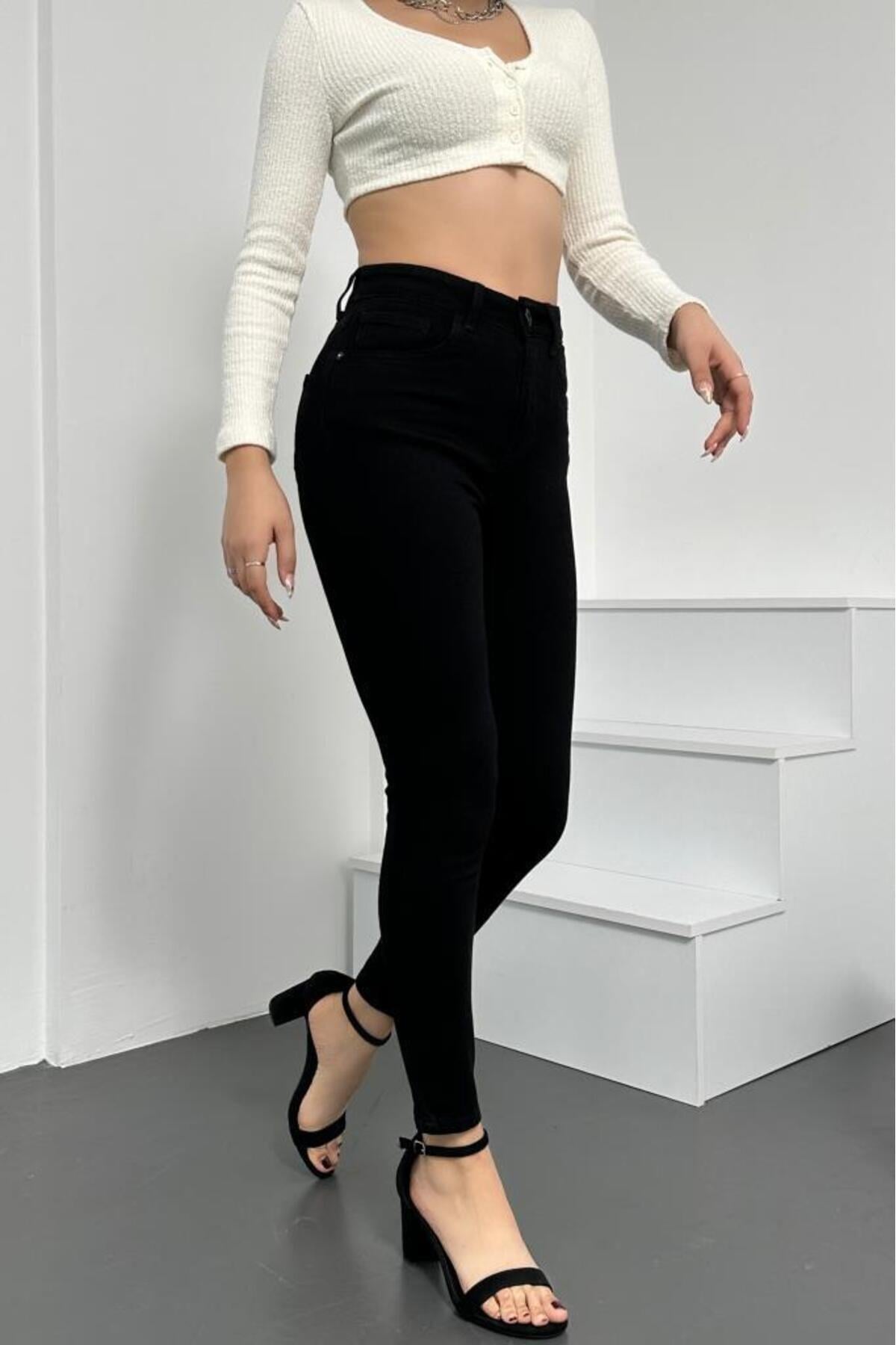 30339 Dewberry Skinny Fit HighWaisted Stretch Hlt Denim Jean-SİYAH