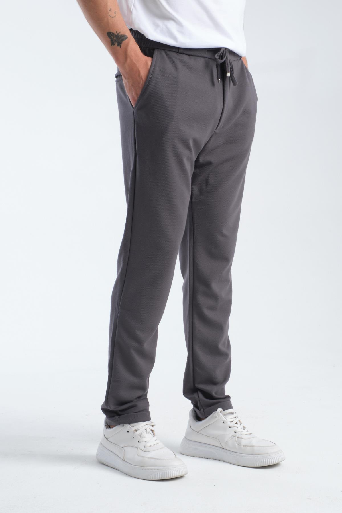 31906 Mens Elastic Waist Stretch Jogger Pants-ANTRASİT