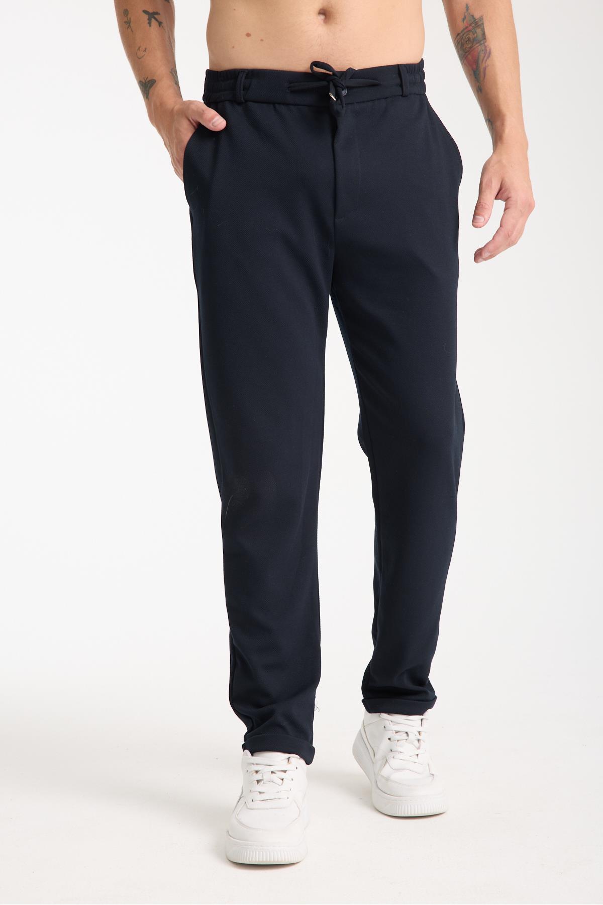 31906 Mens Elastic Waist Stretch Jogger Pants-LACİVERT