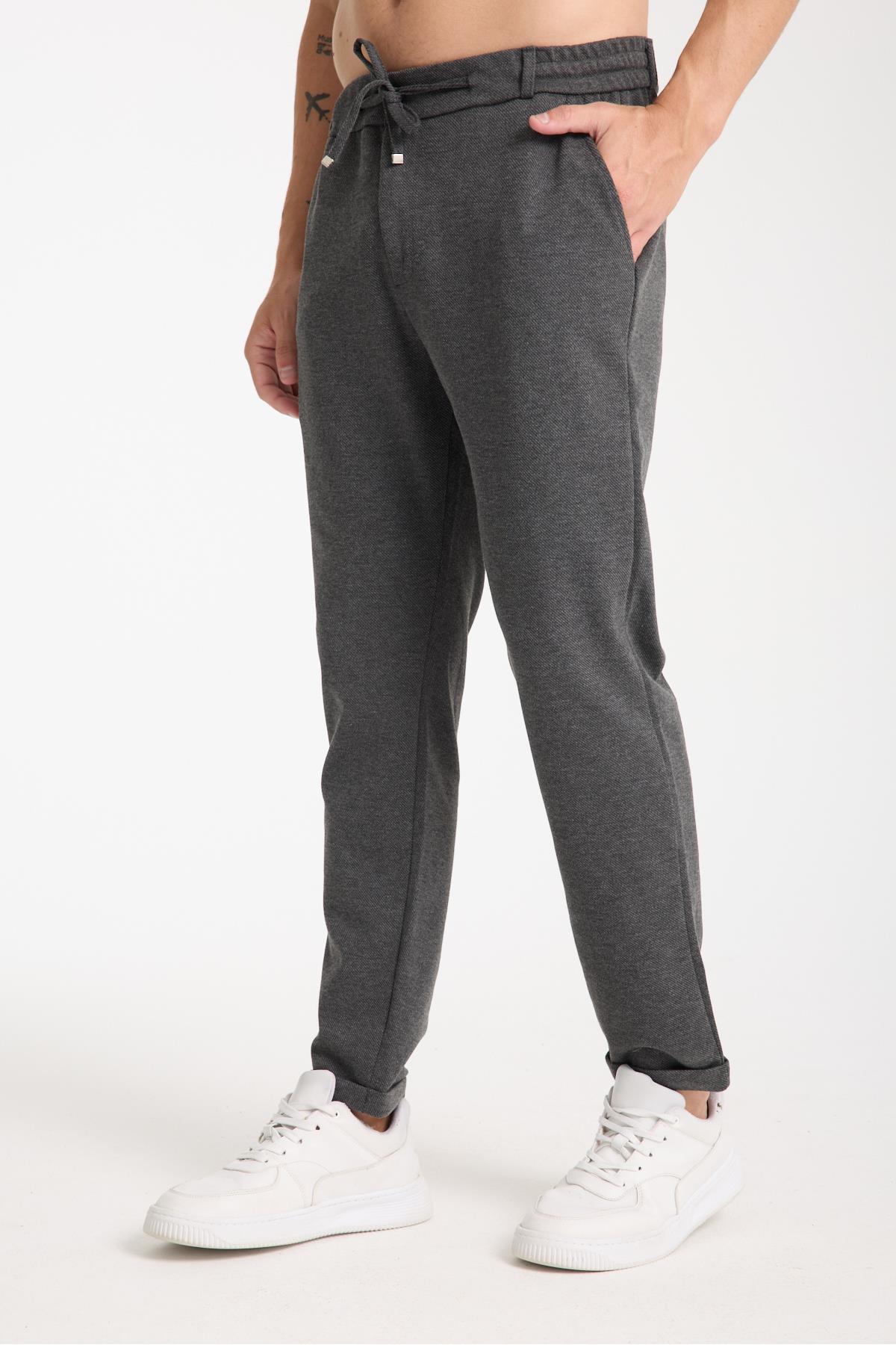 31906 Mens Elastic Waist Stretch Jogger Pants-ANTRASİT-GRI