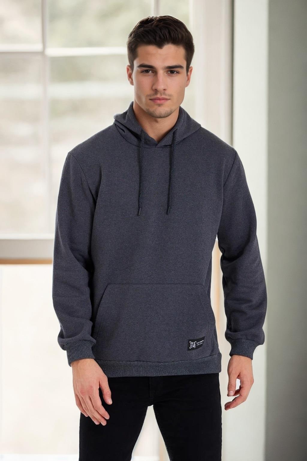 34605 Dewberry Kangaroo Pocket Hoody Mens Sweatshirt-ANTRASİT