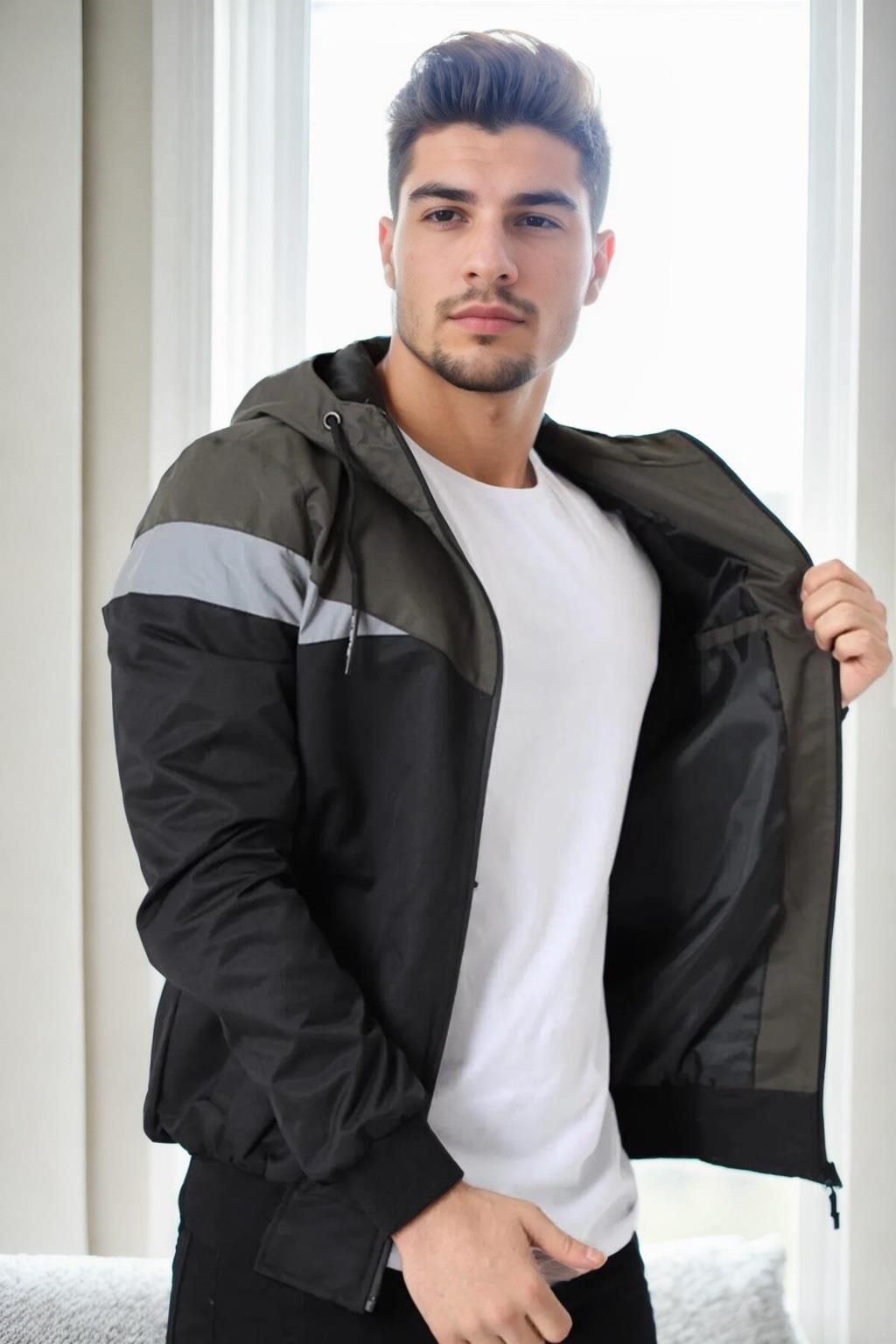 36136 Dewberry Triangle Piece Hooded Seasonal Mens Coat-HAKİ