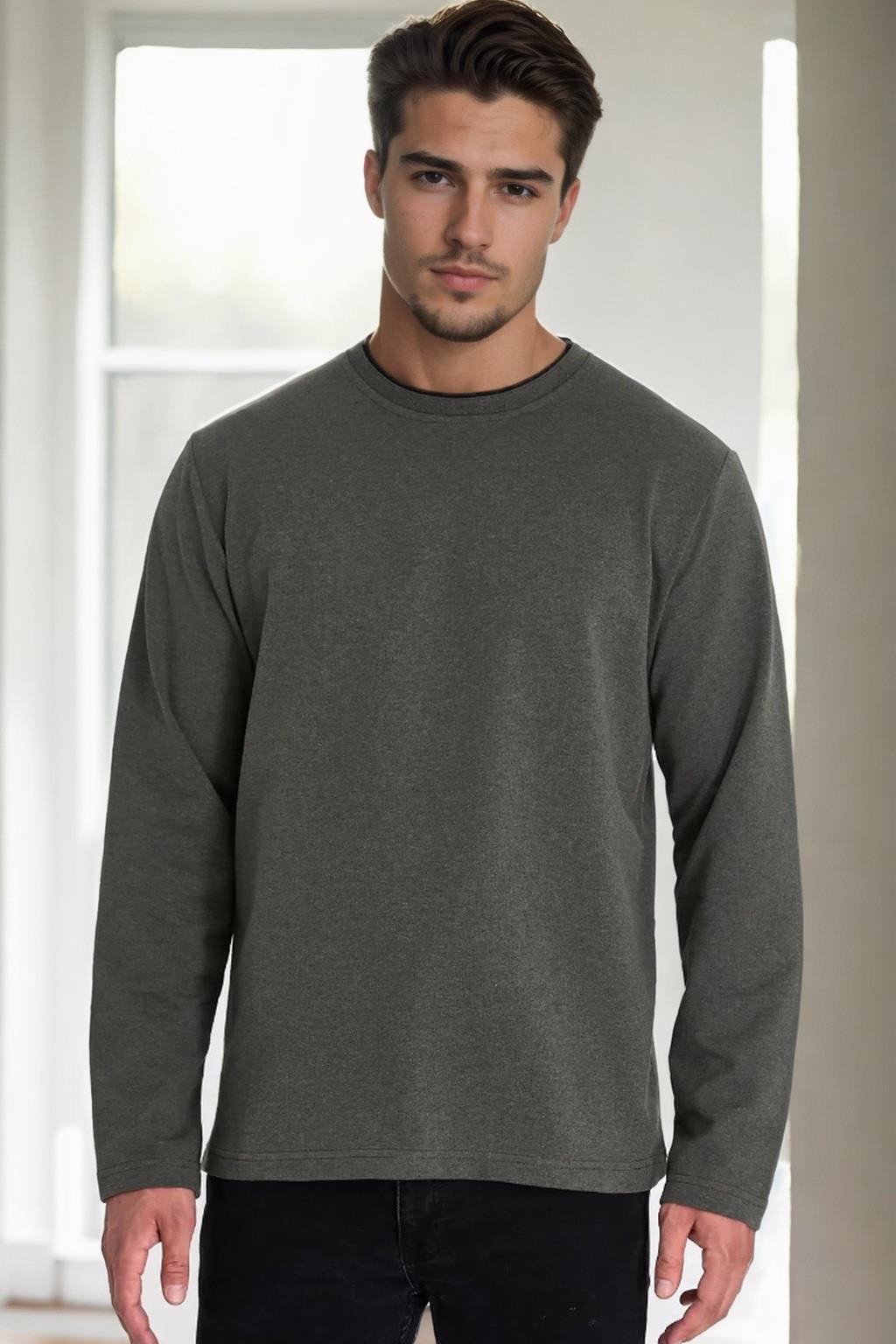 40222 Dewberry Double Crew Neck Mens Sweatshirt-HAKİ