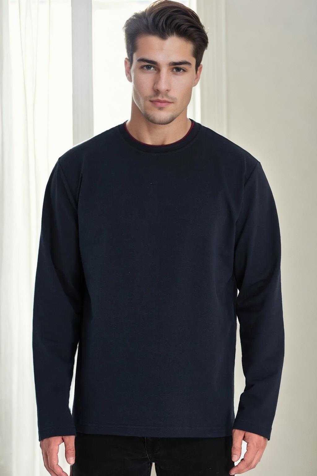 40222 Dewberry Double Crew Neck Mens Sweatshirt-LACİVERT