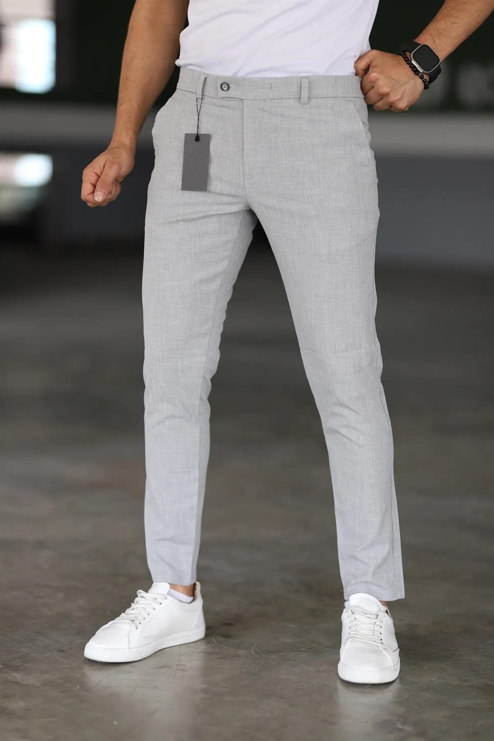47676 Dewberry Italian Cut Elastic Fabric Mens Trousers-GRİ