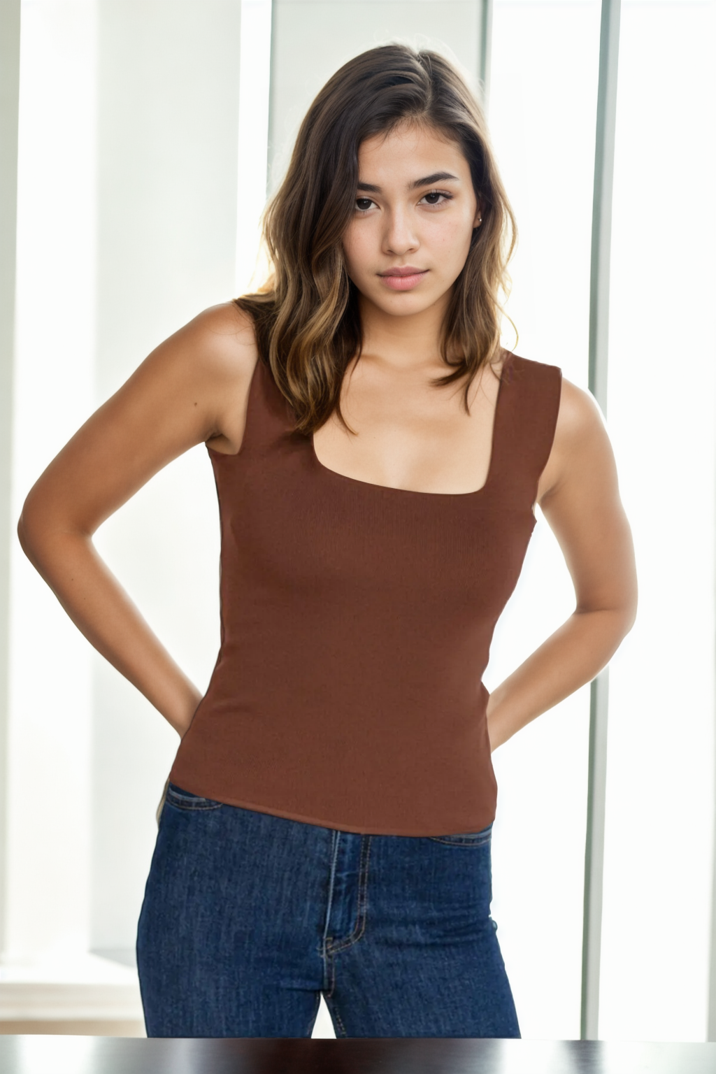 60108 Dewberry Womens Sleeveless Blouse - Strappy Tank Top-KAHVE
